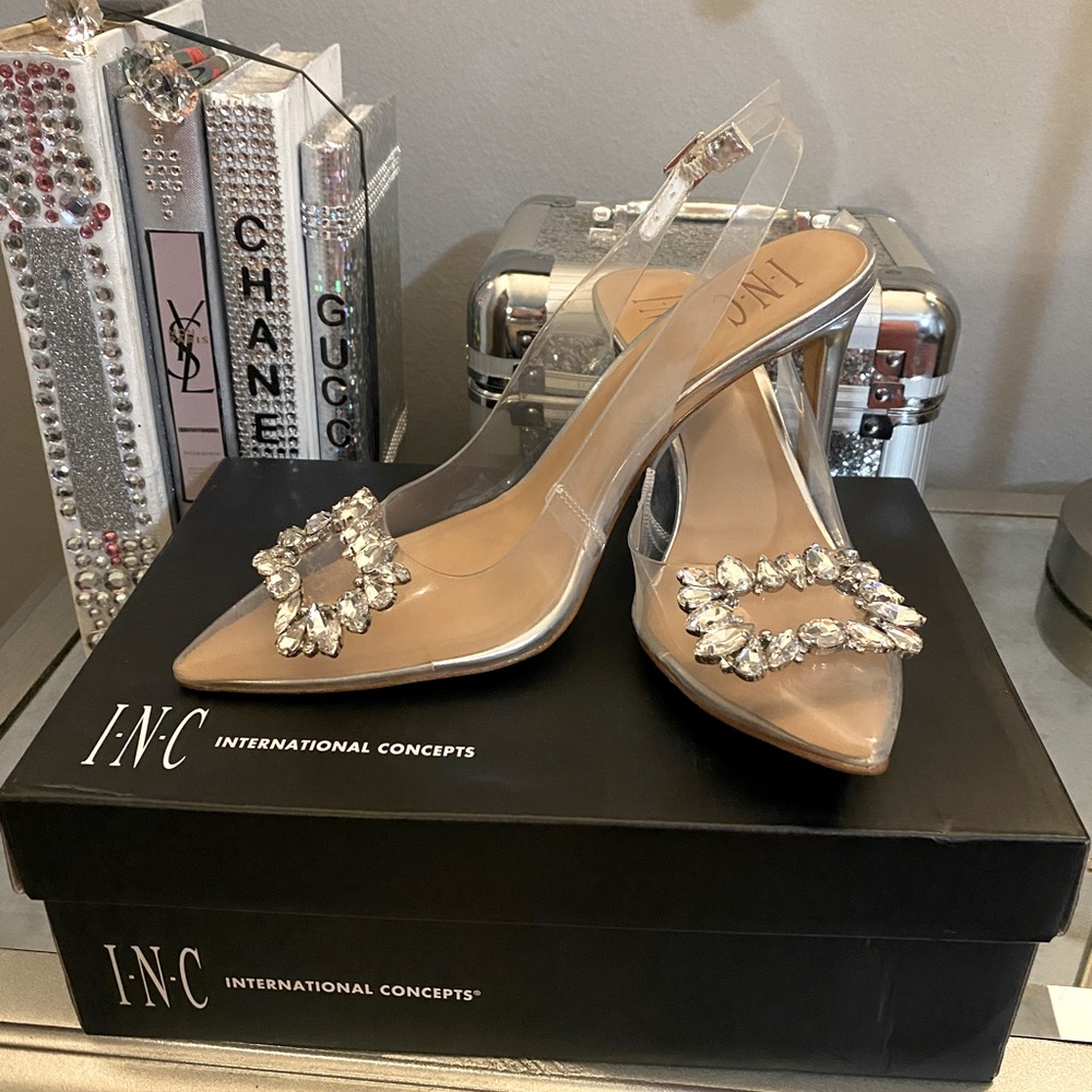 Ladies Silver/Clear High Heels